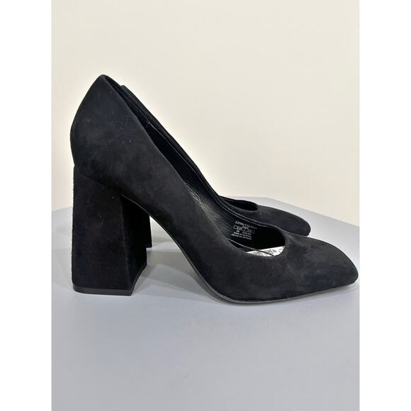 NWT ZARA Black Suede Block Heels - Picture 4 of 9